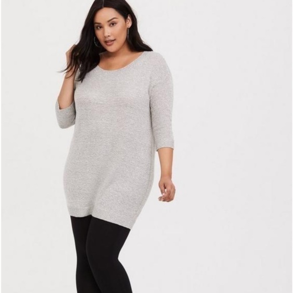 *Torrid NWT Pullover Boat Neck Tunic Sweater Grey Size